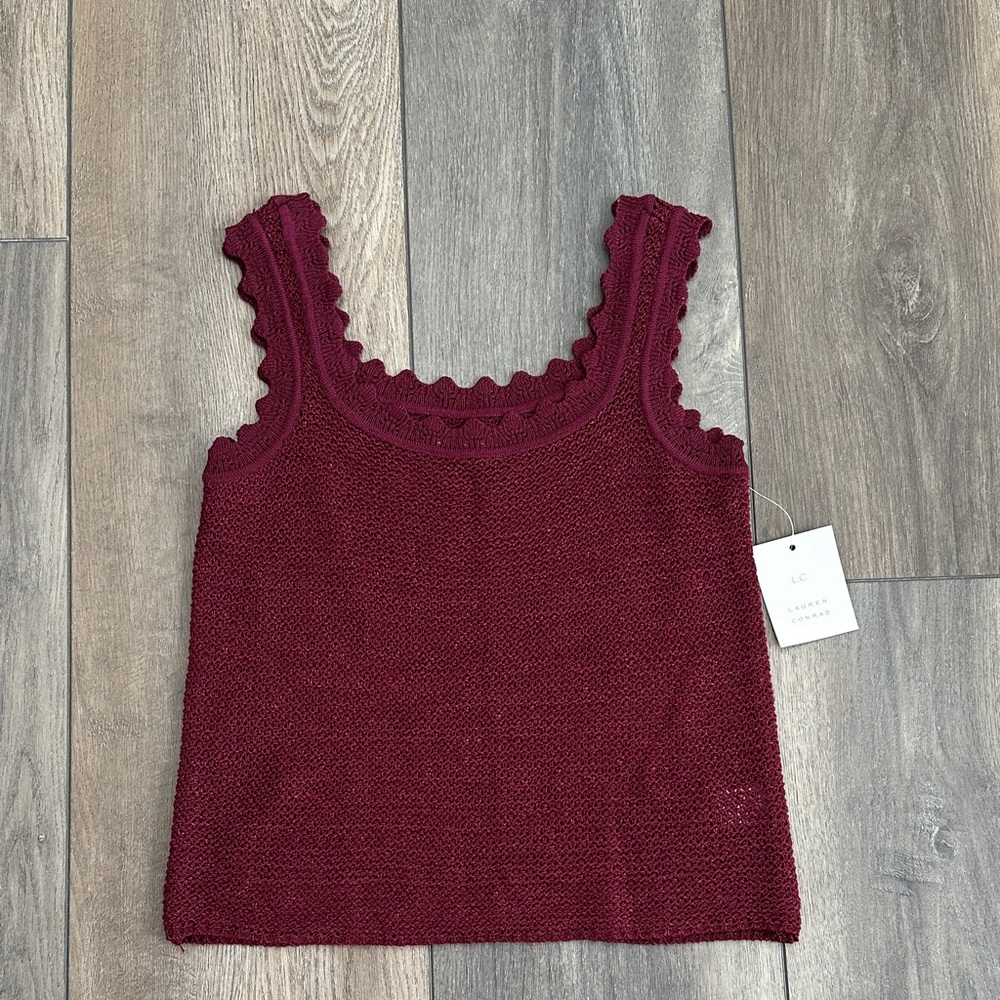 LC Lauren Conrad Burgundy Knit Tank Top
